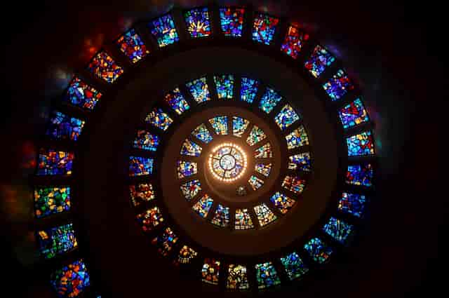 Spiral Stained Glass Ceiling like Soul Aspects