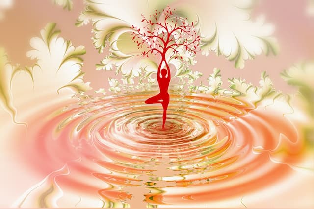 Ballet Dancer with Tree of Life Twirling on a Pond in her Spiritual Dance of Life