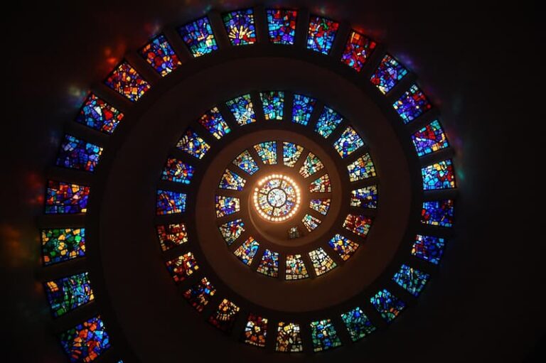 Image of a Spiral Stained Glass Ceiling of that reflect your Soul Aspects
